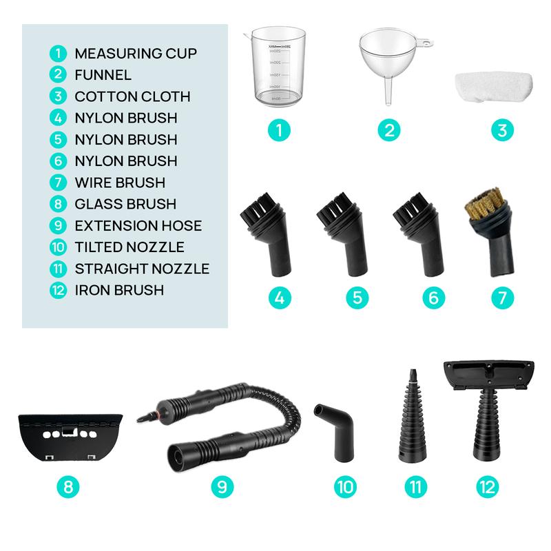 Natural Steam Cleaner with 12 Accessories