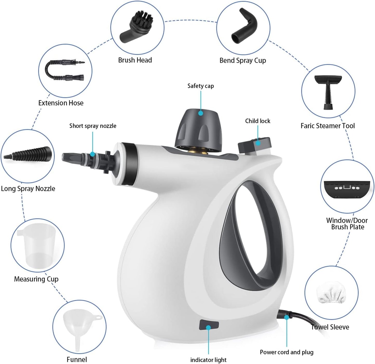 Natural Steam Cleaner with 12 Accessories