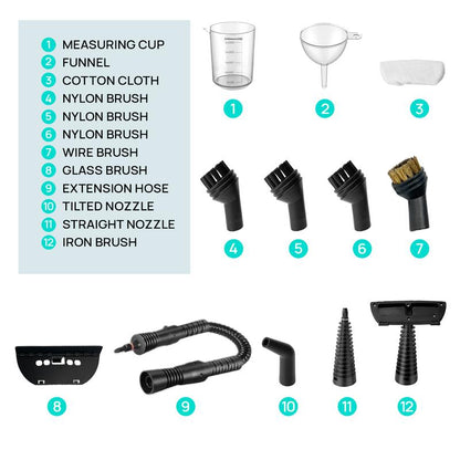 Natural Steam Cleaner with 12 Accessories