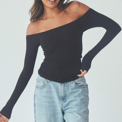 Ribbed One-Shoulder Brami Top