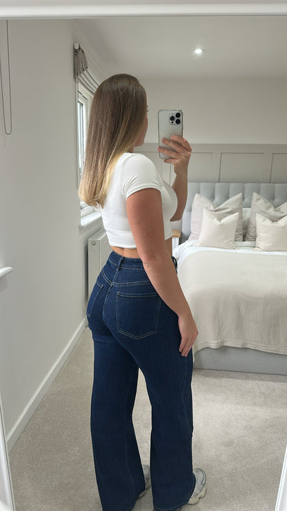 Dark indigo viral blue super stretch jeans